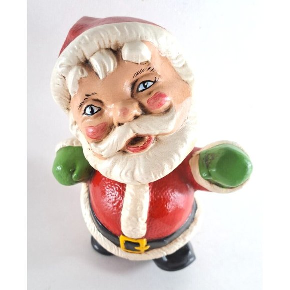 Vintage Ceramic Santa & Mrs Claus Figures Hand Painted Made From Mold Retro 7" - Picture 2 of 7